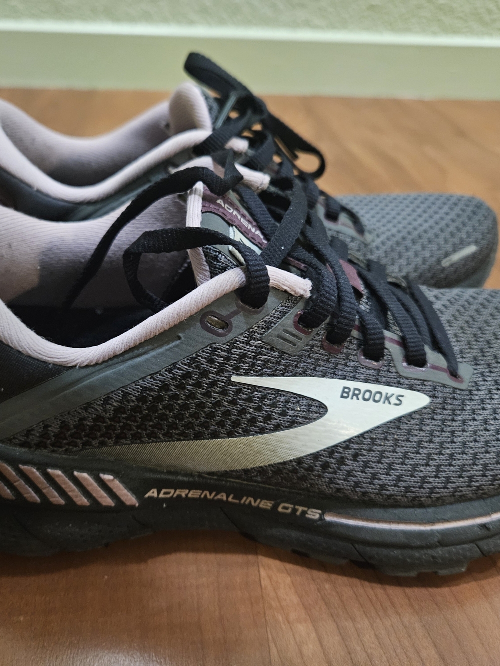 Brooks Adrenaline GTS Running Shoes — Gray with Pink Accents